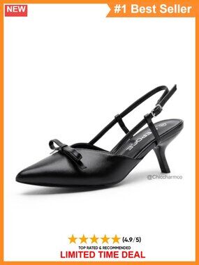 Slingback Kitten Heels Bow Pointed Toe Dress Pumps